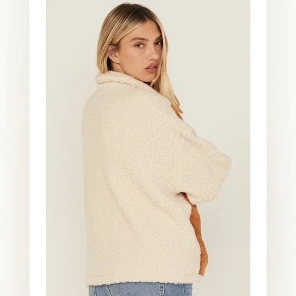 Blank NYC Two-Tone Teddy Jacket in Cream and Suede Brown. NWT - Picture 4 of 4